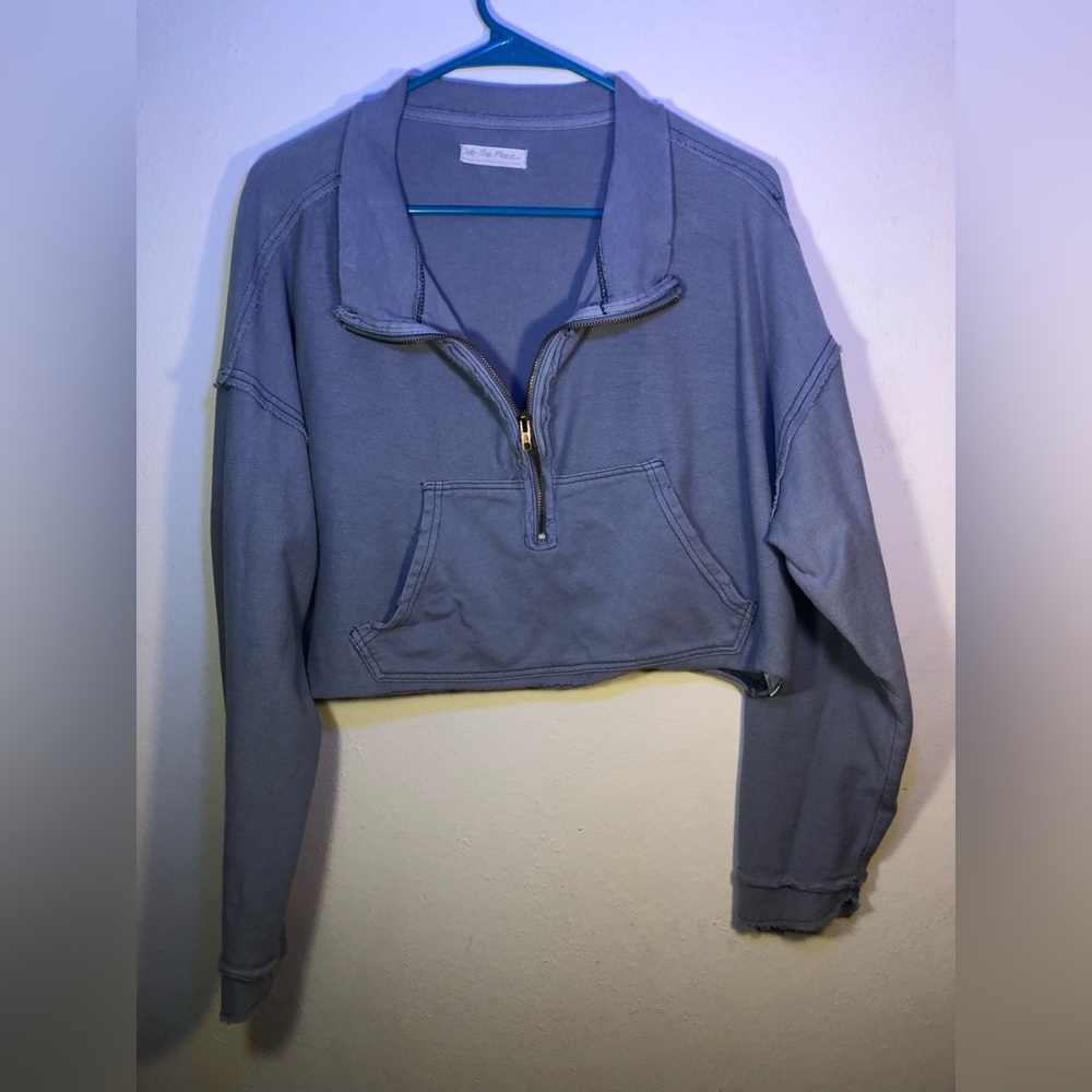 We The Free Kitty Pullover Distressed Cropped Jacket